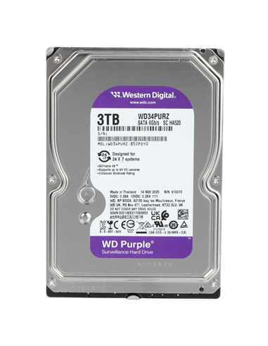 Жесткий диск Western Digital WD Purple, 3.5", 3 ТБ <WD34PURZ>