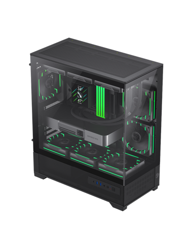 Компьютерный корпус Gamemax VISTA 2 AB, Midi-Tower, Без блока питания, Чёрный