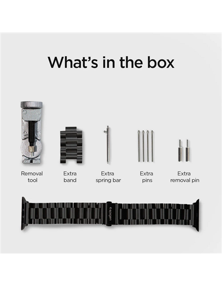 Ремешок для часов Spigen Modern Fit, Нержавеющая сталь, Чёрный