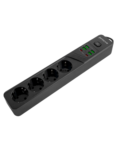 Prelungitor electric Proove Power Strip P-04, 4 Prize, 2m, Negru