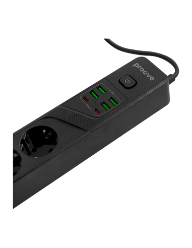 Сетевой фильтр Proove Power Strip P-04, 4 Розеток, 2м, Черный