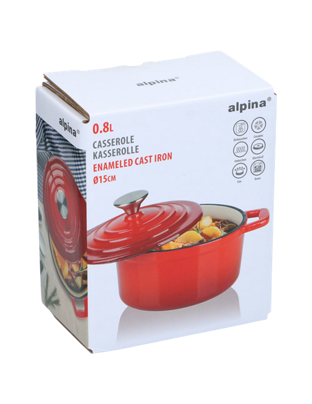 Cratiță Alpina Cast Iron, 0,8L, 15cm, Roșu
