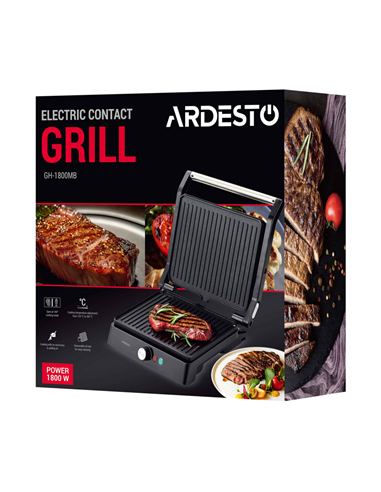 Электрический Гриль Ardesto GH-1800MB, 1800Вт, Чёрный | Серебристый