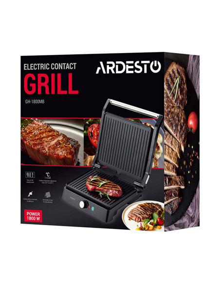 Grătar electric Ardesto GH-1800MB, 1800W, Negru | Argintiu