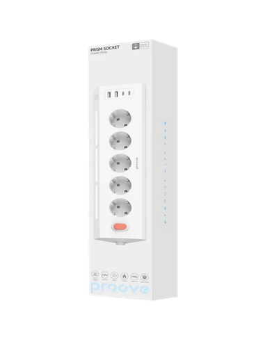 Prelungitor electric Proove Prism Socket, 5 Prize, 1,6m, Alb