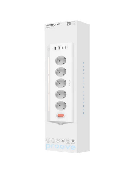 Prelungitor electric Proove Prism Socket, 5 Prize, 1,6m, Alb