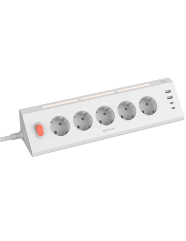 Prelungitor electric Proove Prism Socket, 5 Prize, 1,6m, Alb