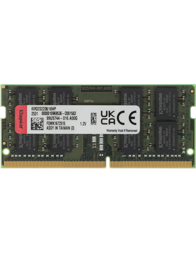Оперативная память Kingston ValueRAM, DDR4 SDRAM, 3200 МГц, 16 ГБ, KVR32S22D8/16WP