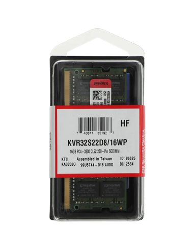Memorie RAM Kingston ValueRAM, DDR4 SDRAM, 3200 MHz, 16GB, KVR32S22D8/16WP