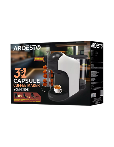 Капсульная Кофеварка Ardesto YCM-CNDE, 1400Вт, Белый