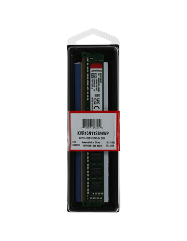 Memorie RAM Kingston ValueRAM, DDR3 SDRAM, 1600 MHz, 4 GB, KVR16N11S8/4WP